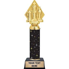 Crown Awards Chess Trophy, 11" Black Midnight Chess Rook, King, Bishop Trophy, Free Engraving Prime
