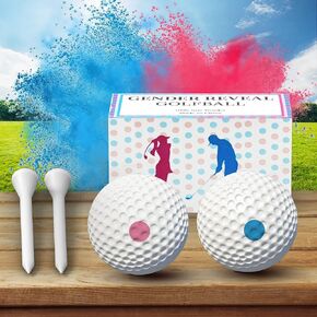 2 Pack Gender Reveal Golf Balls with Pink and Blue Powder