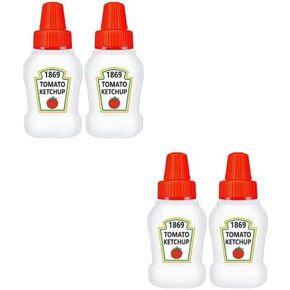4Pcs White Mini Ketchup Bottle for Bento Box Accessories, Condiment Squeeze Bottles Empty Plastic Salad Dressing Container Tomato Ketchup Condiments Squirt Squeezable Jar for Sauces Syrup (25ml )