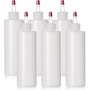 ljdeals 8 oz Plastic Squeeze Bottles, Red Tip Top Yorker Cap, made in USA, BPA Free, Dispensing Bottles for Icing, Ketchup, Sauces, Syrup, Dressing, Oil and more, Pack of 6