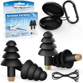 Ear Plugs for Airplane Ear Pressure Relief, 2 Pairs Adults Soft Silicone Reusable Airplane Ear Plugs 26dB, with Silicone Connector Cord, Travel Essentials for Flying, Ear Protection Earplugs for Plane