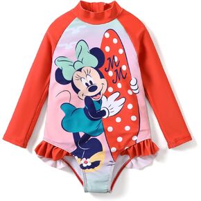 Disney Mickey and Friends Toddler Girl Positioned Summery Floral Graphic Long Sleeve Swimsuit 3-10 Years