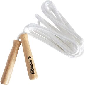 Cannon Sports White Jump Ropes with Wooden Handles & Braided Polyester for Fitness, Exercise & Home Gym