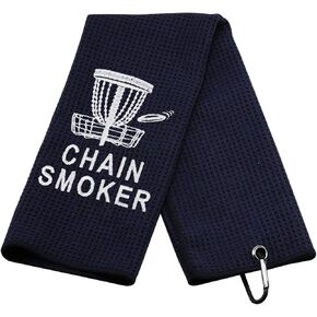 JXGZSO Disc Golf Towel Golf Towel Embroidered Golf Towel Gift Chain Smoker Golf Towel with Clip (Chain Smoker T)