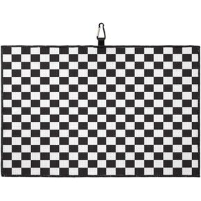 SEVENBABU Golf Towels for Golf Bags with Clip - Funny Microfiber Waffle Pattern Golf Towel Modern Black and White Checkered Lattice Pattern Golf Accessories for Men and Women Gifts 24x16 Inch
