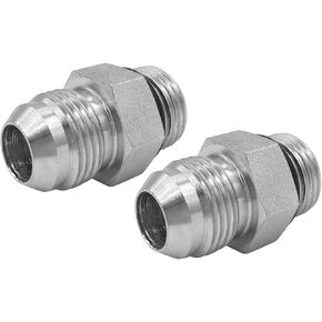 (2-PACK) 6400-06-06-O Hydraulic Adapter Fitting 9/16"-18UNF Male O-Ring Boss × 9/16"-18UNF Male JIC 37° Pipe Straight Carbon Steel