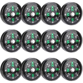 12 Pcs Button Compass, 20mm Mini Pocket Oil Filled Compass, Precise Direction, Clear and Easy to Read, for Hiking Camping Outdoor Activities Accessory