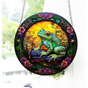 11.8 Inches Green Frog Acrylic Window Hanging Decor Cute Animal Wall Art Mural for Bedroom Office Garden Decoration Indoor Window Decor Gift for Mom Grandma Teacher in Saudi Arabia