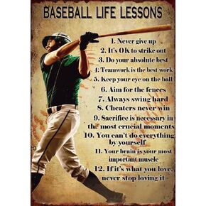 Baseball Wall Decor Baseball Poster Vintage Baseball Signs Funny Gift for Club Home Outdoor Office Pubs Man Caves Kitchens Wall Art Decor 8x12 inch