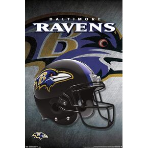 Trends International NFL Baltimore Ravens - Helmet 16 Wall Poster, 14.725" x 22.375", Premium Poster & Mount Bundle