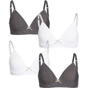 Nicole Miller Girl's Training Bra - Molded Cup Wireless Bra with Adjustable Straps (4 Pack)