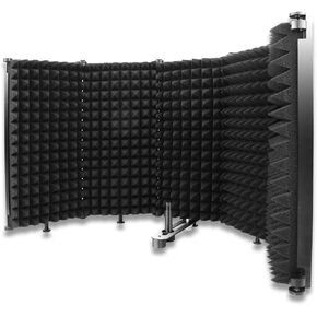 Microphone Isolation Shield, Foldable Acoustic Isolation Foam Filter Reflection Filter for any Condenser Mic Recording Equipment by WeiBonD （5 Foldable Panels）