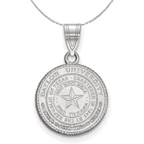The Black Bow Sterling Silver Baylor U Medium Crest Pendant Necklace