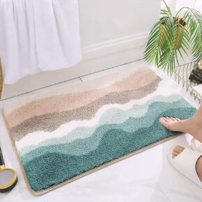Microfiber Bathroom Rugs, Absorbent Soft Shaggy Carpet Floor Mats for Shower Tub Sink Toilet, Non-Slip Plush Carpet Floor Mats for Living Room Bedroom Kitchen 32 X 20 Inches,Green