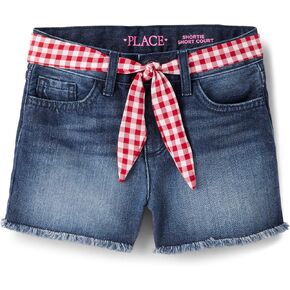 The Children's Place Girls' Belted Denim Shorts