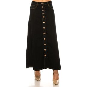 Women's Plus/Juniors Size High Rise A Line Long Jeans Maxi Flared Denim Skirt