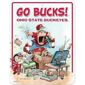 Rico Industries NCAA Ohio State Buckeyes Gary Patterson The Fan 8.5" x 11" Carbon Fiber Metal Parking Sign - Great for Man Cave, Bed Room, Office, Home Décor