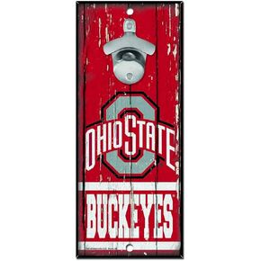 WinCraft NCAA Ohio State Buckeyes 5x11 Wood Sign Bottle Opener, Team Colors, 5"x11"