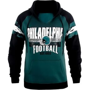 Womens City Classic Football Fans V Neck Soft & Warm Sweatshirt Hoodie Pollover - Midnight Green & Black