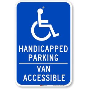 SmartSign 18 x 12 inch “Handicapped Parking - Van Accessible" Sign, 63 mil Aluminum, 3M Laminated Engineer Grade Reflective Material, Blue and White