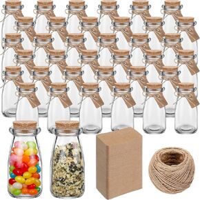 100 Pcs 3.4 oz Mini Yogurt Jars Small Glass Bottles with Cork Lids Mini Milk Potion Bottles Glass Pudding Jars for Party Favors Wedding Decor DIY Gift Baby Shower