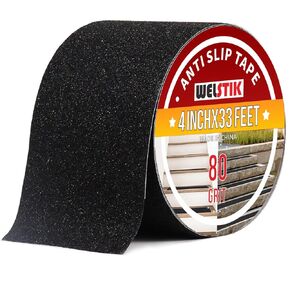 WELSTIK Anti Slip Traction Tape,Grip Tape, Friction,for Staircase Step Treads, Indoor, Outdoor (Black, 4" X 33')