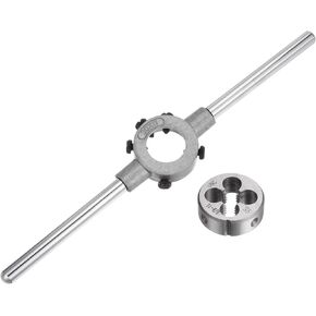 uxcell Die Stock Handle Wrench Set, 3/8-16 UNC Round Die and 30mm Die Holder (Fits 3/8"-7/16" (UNC/UNF) / Metric M10-M11 / 30mm OD Dies) for Bolt Thread Repair