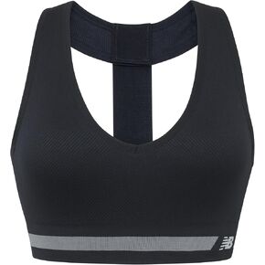 New Balance Seamless Wirefree V-Neck, T-back Racer Sports Bra with Allover Texture
