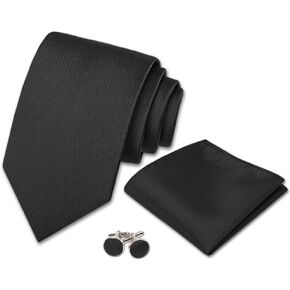 MYNPHYNA Classic Pattern Mens Tie Set with Cufflinks and Pocket Square in Gift Box