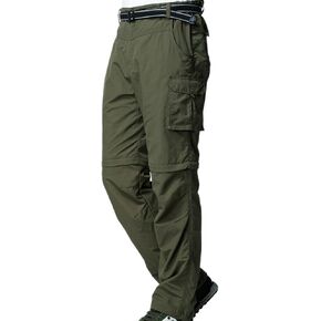 Hiking Pants for Men Convertible Zip Off Outdoor Quick Drying Lightweight Work Fishing Relaxed Fit Cargo Safari Pants#225 Army Green-40