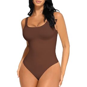Bodysuits for Women Tummy Control Shapewear Seamless Scoop Neck Thong Bodysuit Sculpting Shaper Tank Top Jumpsuit
