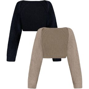 Women's 2 Pack Bolero Shrug Cardigan Long Sleeve Knit Cropped Cardigan Sweater Fall Outfits