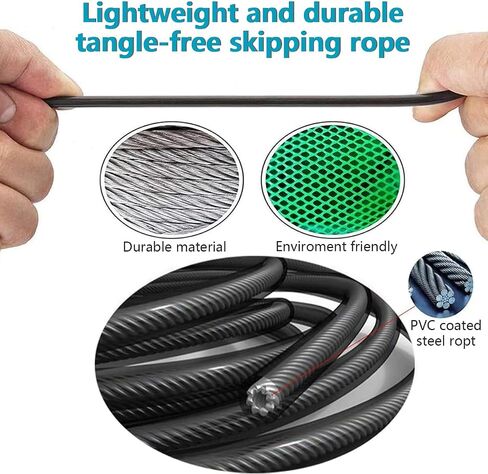 Jump Rope, Jumprope for Fitness Premium Quality Tangle-Free, Adjustable 10 ft, Lightweight Jump Rope for Women, Men and Kids. Skipping Rope for Workout Fitness, Lightweight PVC Skipping Rope in Saudi Arabia