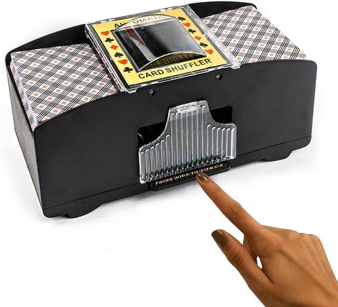ماكينة خلط البطاقات الأوتوماتيكية، ماكينة خلط البطاقات التي تعمل بالبطارية من 1 إلى 2 سطح، ماكينة خلط بطاقات البوكر التي تعمل بالبطارية، مناسبة لألعاب الحفلات العائلية in Kuwait