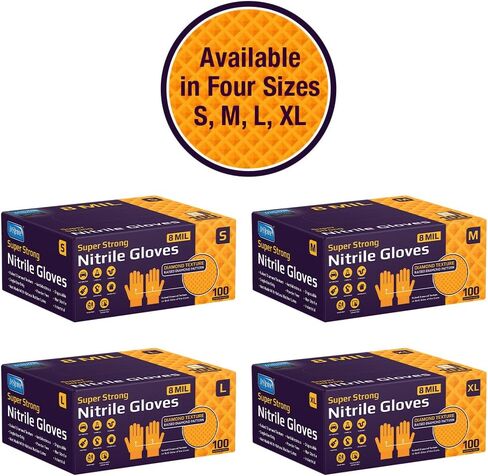 Inspire Heavy Duty Orange Nitrile Disposable Gloves | ULTRA 8 Mil Diamond Textured Grip | Industrial Mechanic Food in Saudi Arabia