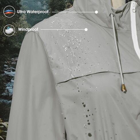 Zando Packable Rain Jacket Women Long Waterproof Rain Coat Lightweight with Hood Windbreaker Jackets Outdoor Trench Coat in Saudi Arabia