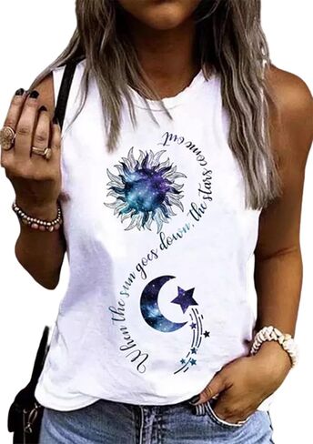 Summer O-Neck Fashion Sleeveless Vest top Fun Printed Coconut Tree Life Simple and Versatile Holiday Beach Loose Vest in Saudi Arabia
