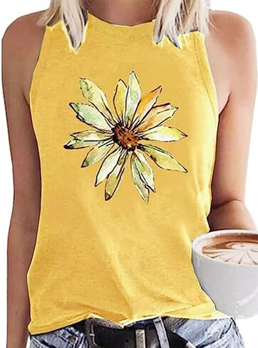 Summer O-Neck Fashion Sleeveless Vest top Fun Printed Coconut Tree Life Simple and Versatile Holiday Beach Loose Vest in Saudi Arabia