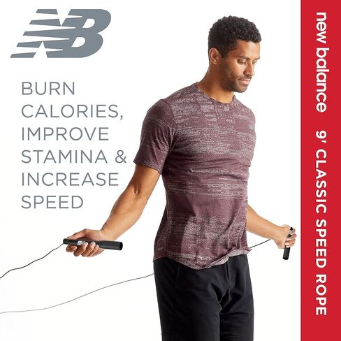 New Balance Classic Speed Rope - Jumping Rope for Fitness, Full-Body Workout - Lightweight, Tangle-Free, Portable, and Adjustable Jump Rope for Exercise, Cardio, Aerobic Skipping in Saudi Arabia