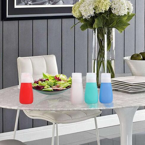 Salad Dressing Bottles 1.3oz 4 Pack Squeeze Silicone Travel Bottles Leak-Proof Refillable Sauce Squeeze Bottles, Portable Travel Containers, BPA Free in Saudi Arabia