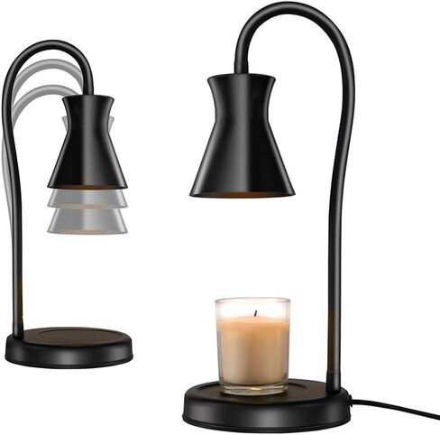 Candle Warmer Lamps,360°Adjustable Gooseneck Jar Candle Warmers Lantern,Dimmable and Timer Candle Lamp Candle Holder(Metal-Black) in Saudi Arabia
