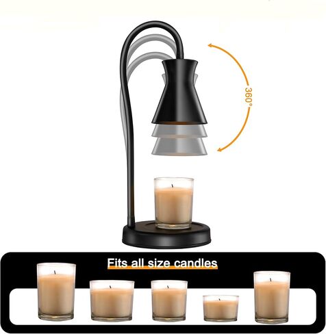 Candle Warmer Lamps,360°Adjustable Gooseneck Jar Candle Warmers Lantern,Dimmable and Timer Candle Lamp Candle Holder(Metal-Black) in Saudi Arabia