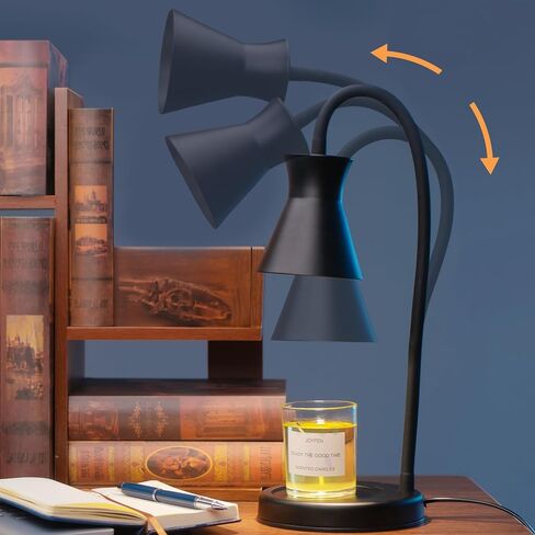 Candle Warmer Lamps,360°Adjustable Gooseneck Jar Candle Warmers Lantern,Dimmable and Timer Candle Lamp Candle Holder(Metal-Black) in Saudi Arabia