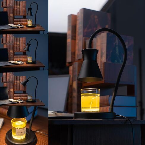 Candle Warmer Lamps,360°Adjustable Gooseneck Jar Candle Warmers Lantern,Dimmable and Timer Candle Lamp Candle Holder(Metal-Black) in Saudi Arabia