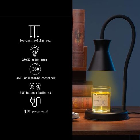 Candle Warmer Lamps,360°Adjustable Gooseneck Jar Candle Warmers Lantern,Dimmable and Timer Candle Lamp Candle Holder(Metal-Black) in Saudi Arabia