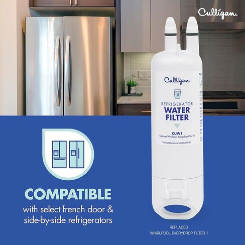 فلتر مياه الثلاجة Culligan CUW1، بديل لفلتر مياه Whirlpool 1 (EDR1RXD1)، استبدله كل 6 أشهر، عبوة من قطعة واحدة in Saudi Arabia
