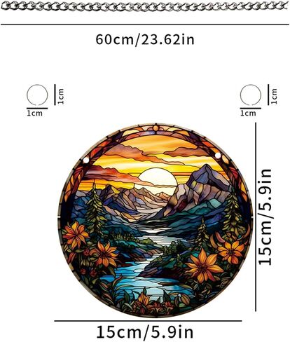 Mountain Canyon Flower Acrylic Window Hangings Sunrise Stained Wall Decor, Ideal Housewarming Gift, Natural Scenery Home Decor for Mom, Grandma, Wife, Teacher in Saudi Arabia