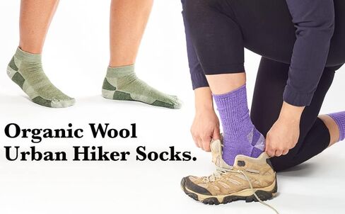 Maggie's Organic Dark Urban Hiker Crew Wool Socks - Moisture Wicking - for Light Workout, Running and Walking in Saudi Arabia