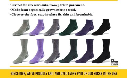Maggie's Organic Dark Urban Hiker Crew Wool Socks - Moisture Wicking - for Light Workout, Running and Walking in Saudi Arabia