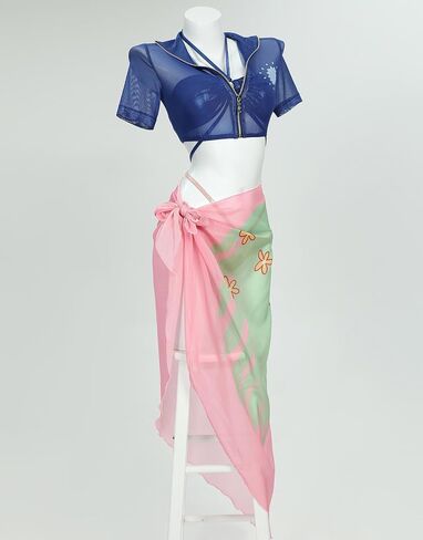 haikyuu Women Cosplay Swimsuit with Wrap Skirt Anime Two Piece Bathing Suit Halter Rave Swimwear in Saudi Arabia